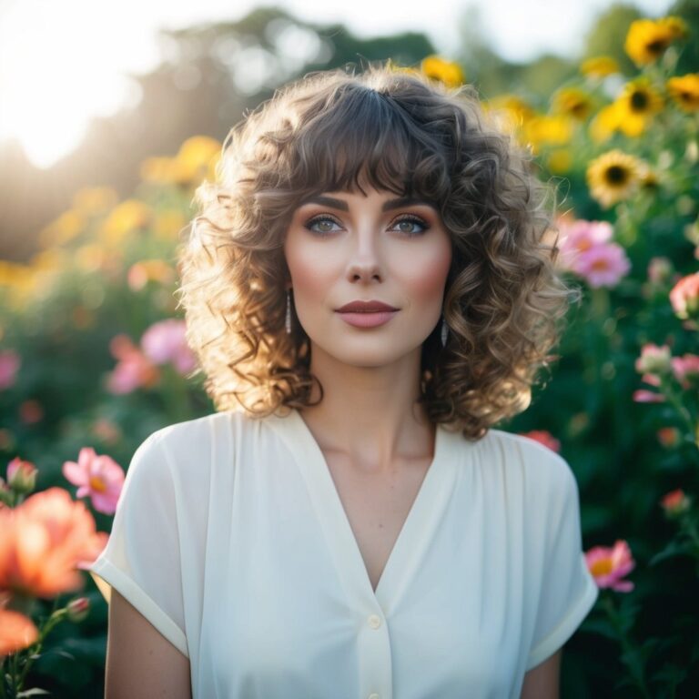 24 Gorgeous Curly Hair Ideas With Curtain Bangs For Effortless Style And Volume