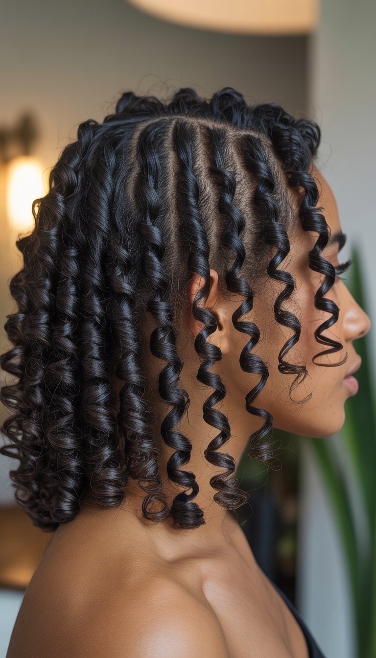 Close-up of a person’s head showing tight, well-defined finger coil curls.