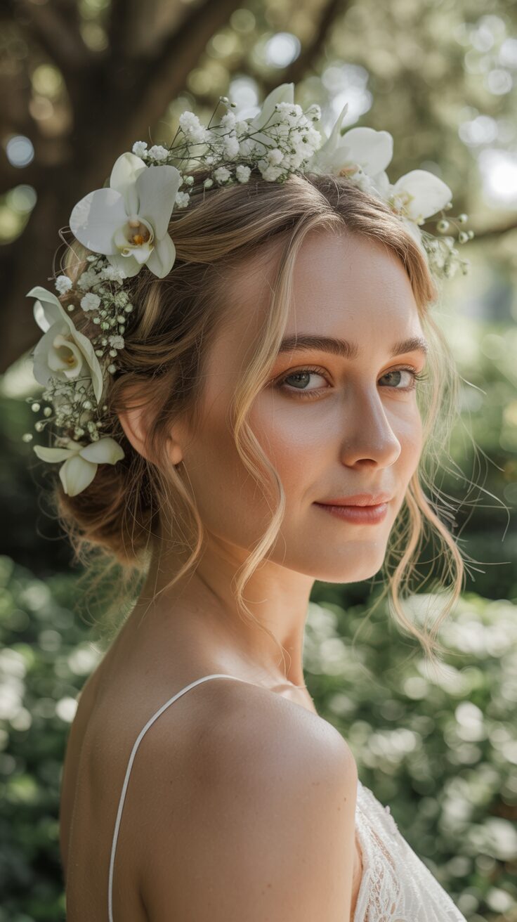 10. Floral-Adorned Updo